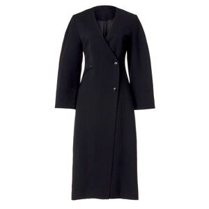 V Neck Double breasted black dress